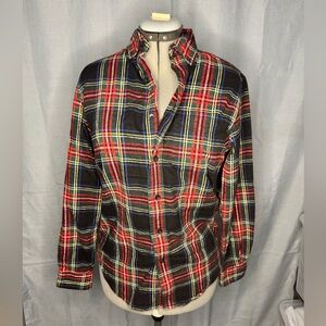 L.L. Bean Red and Green Plaid Flannel Shirt
